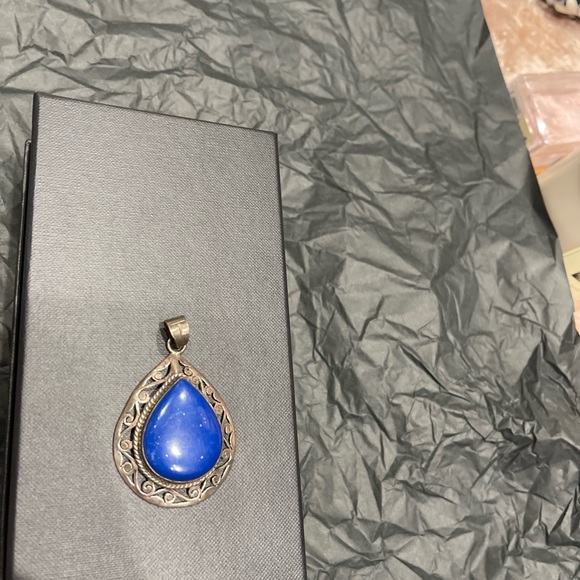 Vintage stone sterling silver pendant - Picture 4 of 8